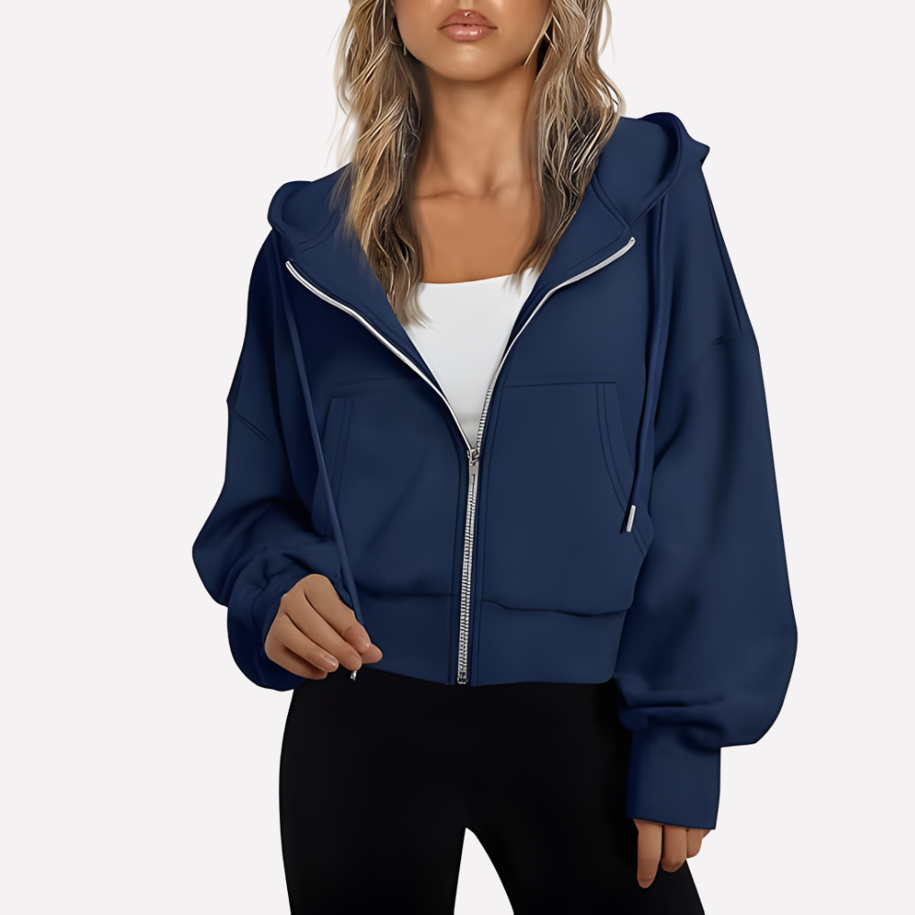 Women's Casual Zip-Up Hoodie with Hood – Relaxed Fit