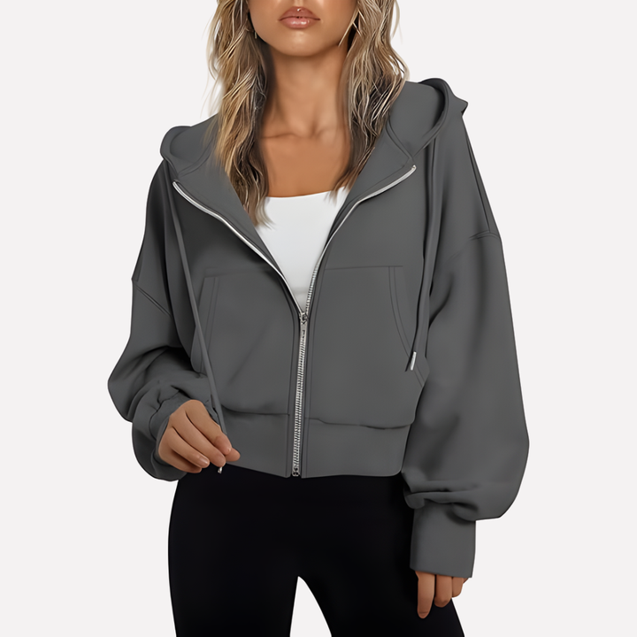 Women's Casual Zip-Up Hoodie with Hood – Relaxed Fit