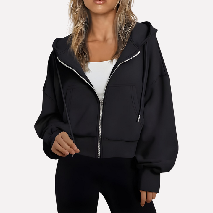Women's Casual Zip-Up Hoodie with Hood – Relaxed Fit