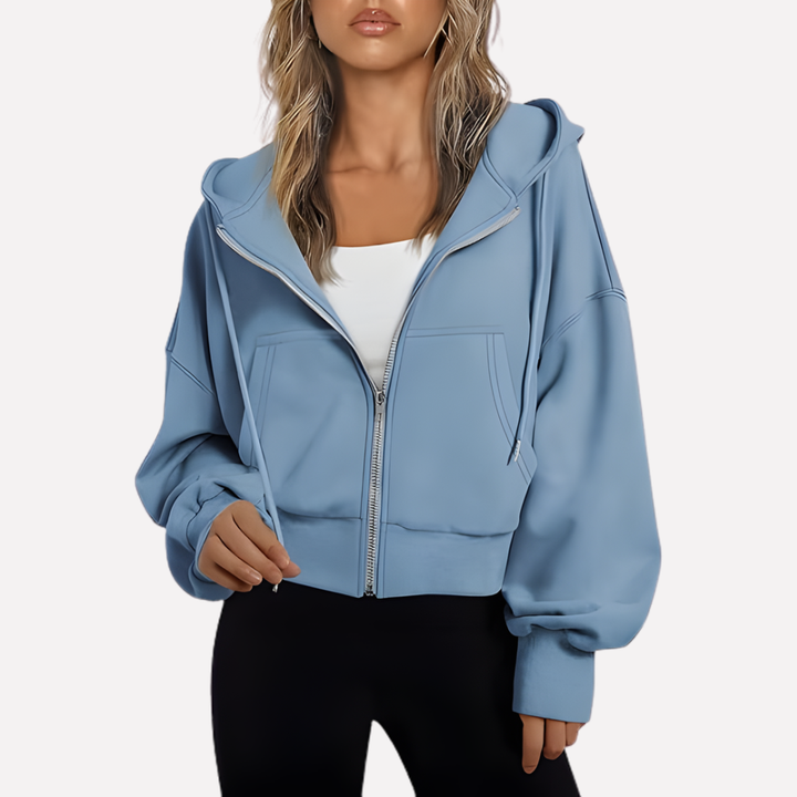Women's Casual Zip-Up Hoodie with Hood – Relaxed Fit