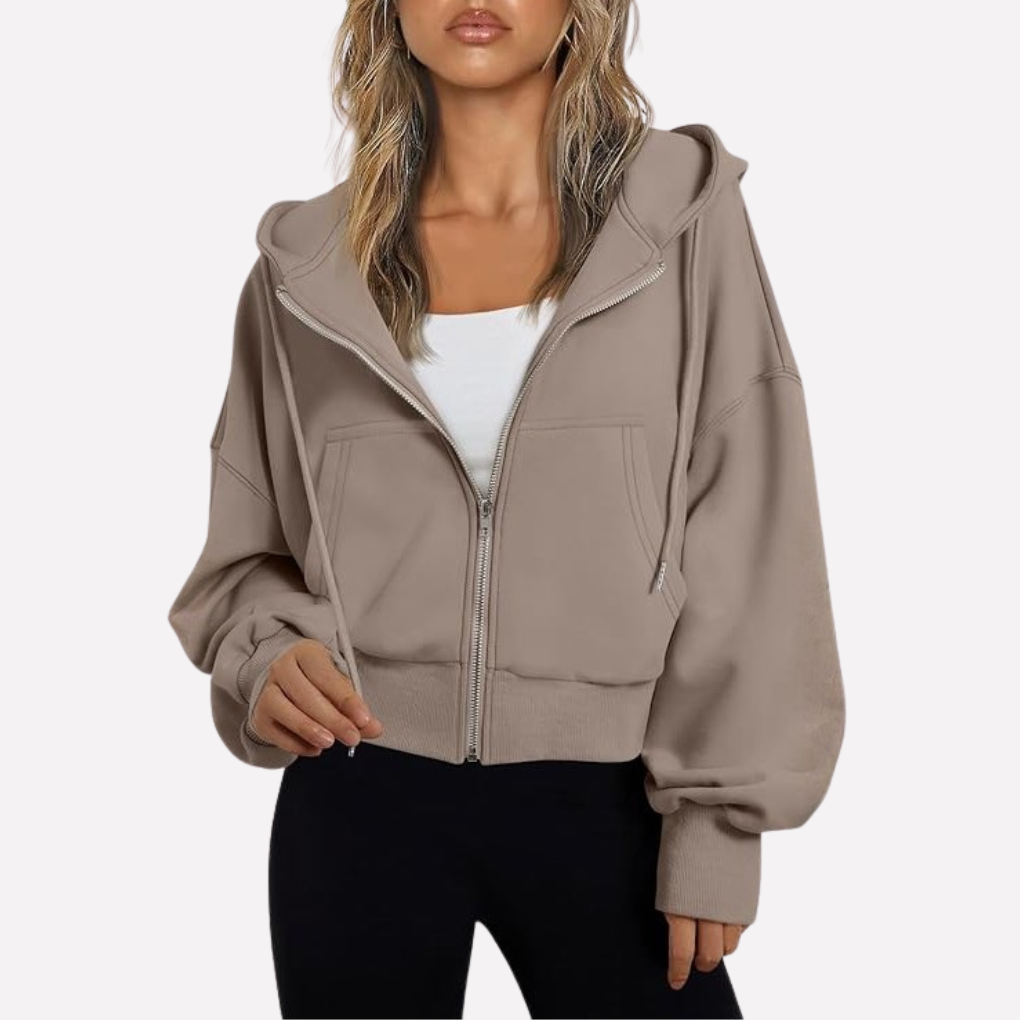 Women's Casual Zip-Up Hoodie with Hood – Relaxed Fit