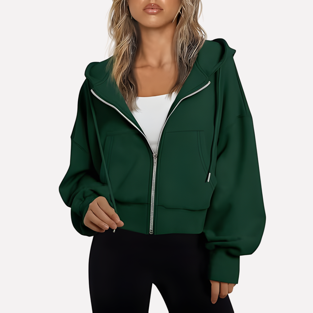 Women's Casual Zip-Up Hoodie with Hood – Relaxed Fit