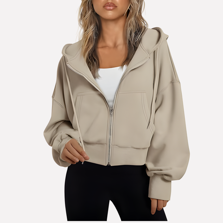 Women's Casual Zip-Up Hoodie with Hood – Relaxed Fit