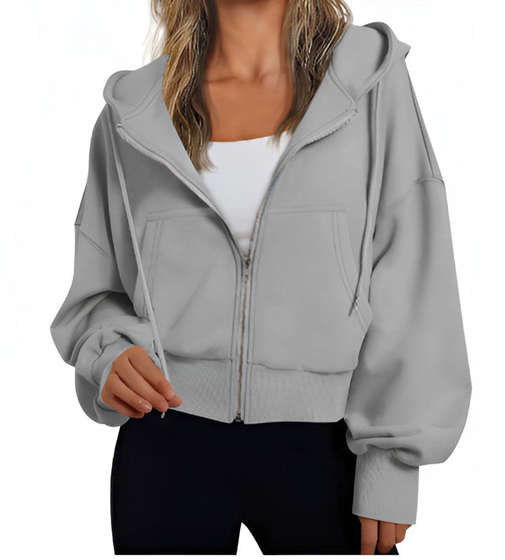 Women's Casual Zip-Up Hoodie with Hood – Relaxed Fit