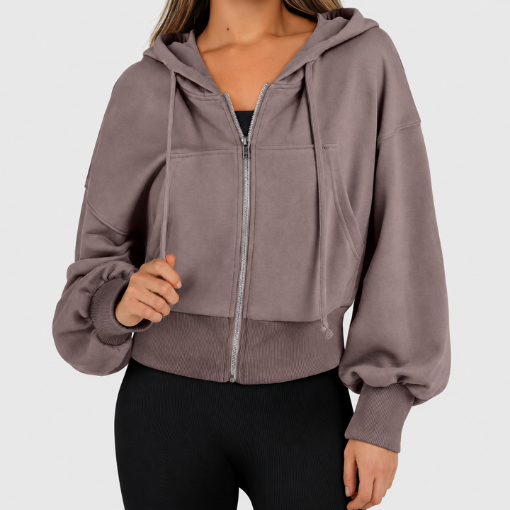 Women's Casual Zip-Up Hoodie with Hood – Relaxed Fit