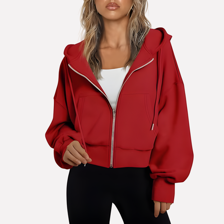 Women's Casual Zip-Up Hoodie with Hood – Relaxed Fit