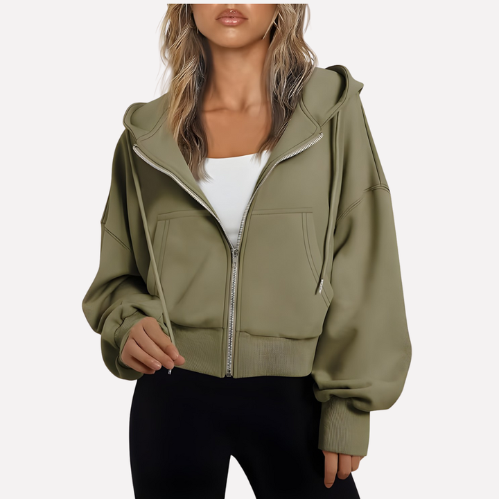 Women's Casual Zip-Up Hoodie with Hood – Relaxed Fit