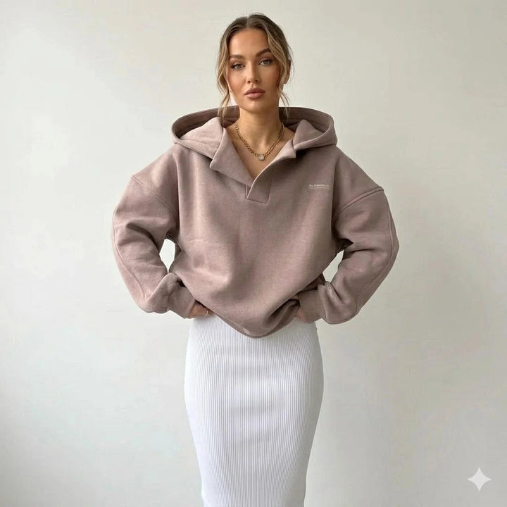 Women's Fleece-Lined Oversized Hoodie – Casual Style – BN