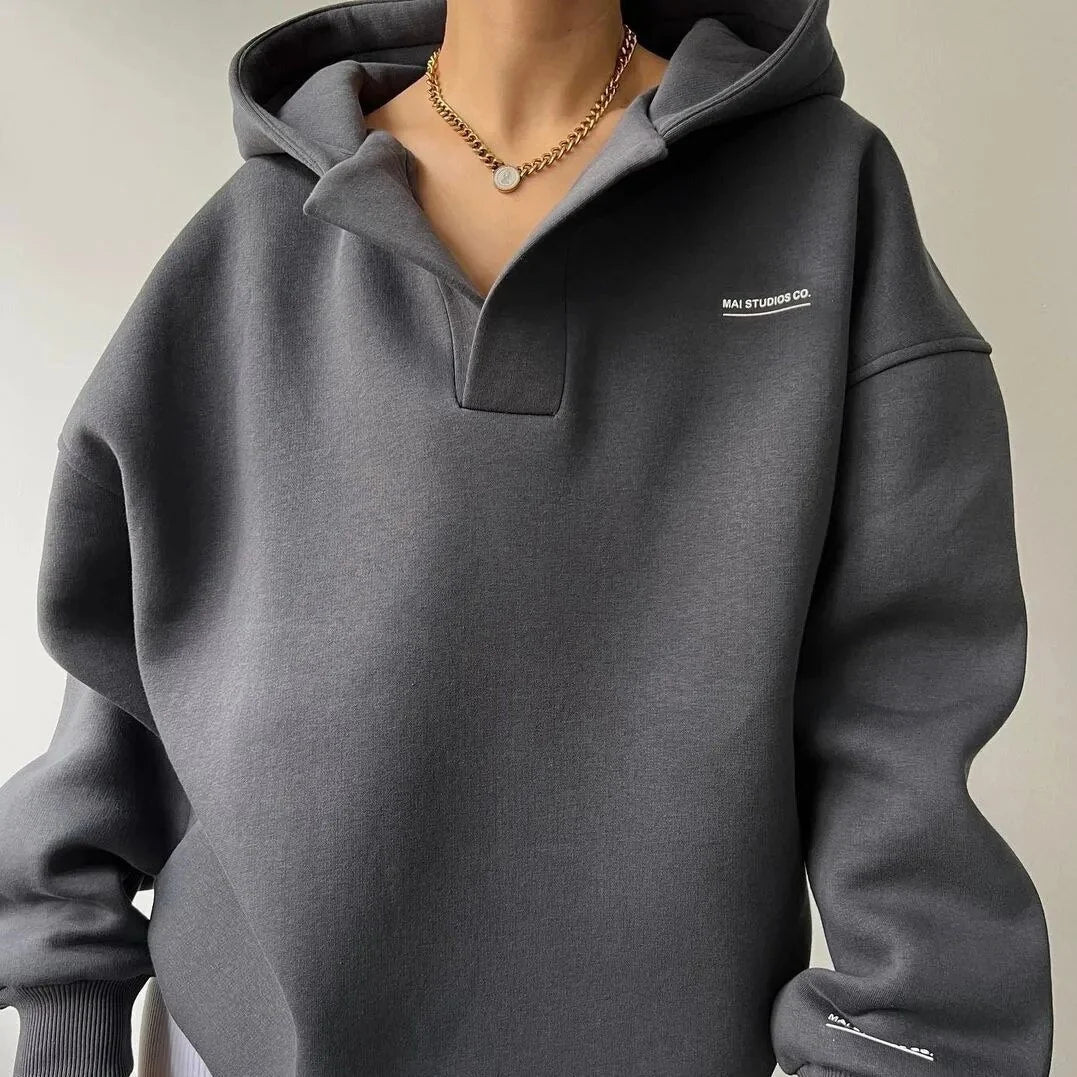 Women's Fleece-Lined Oversized Hoodie – Casual Style – BN