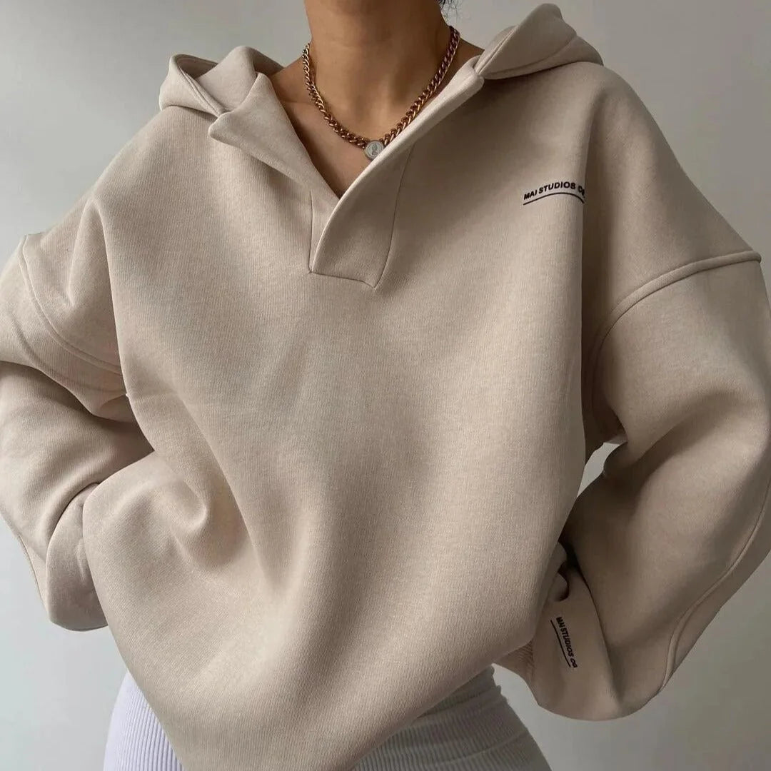 Women's Fleece-Lined Oversized Hoodie – Casual Style – BN