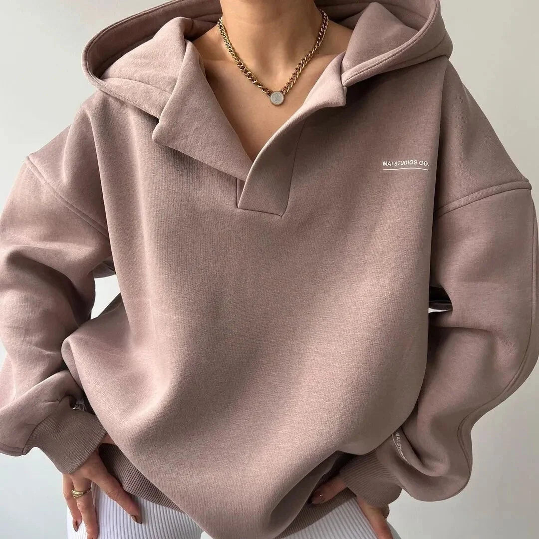 Women's Fleece-Lined Oversized Hoodie – Casual Style – BN