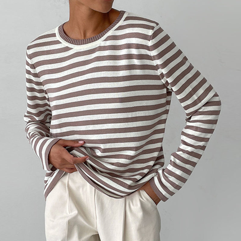 Women's Winter Knitted Striped Sweater – BN
