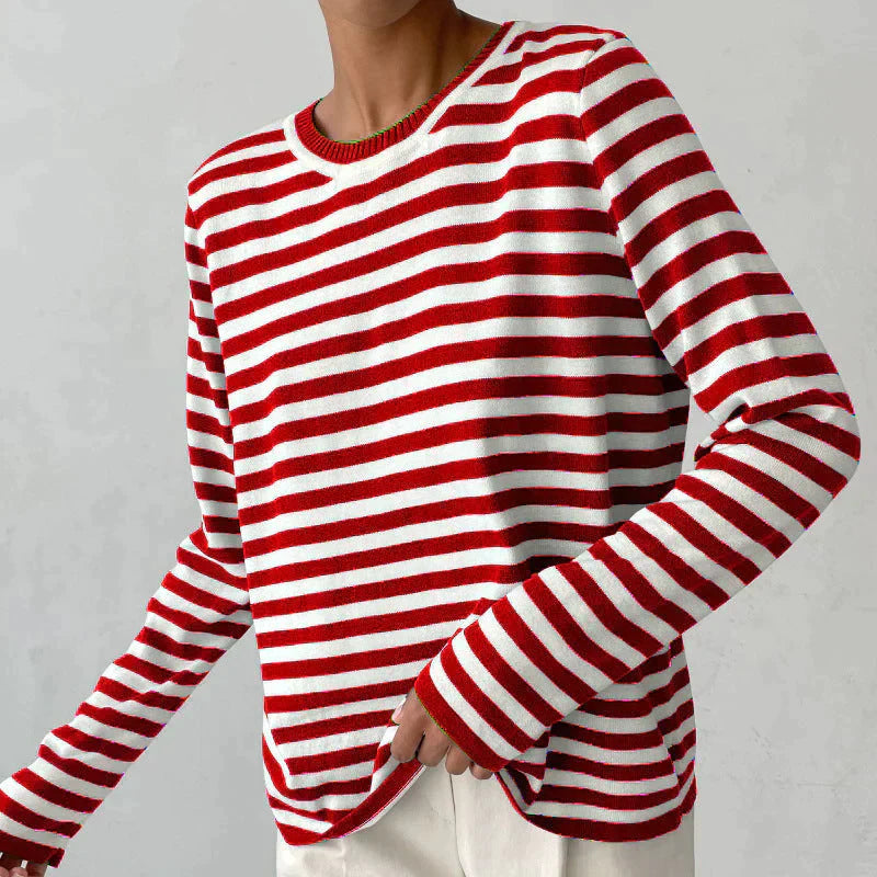 Women's Winter Knitted Striped Sweater – BN