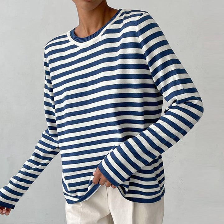 Women's Winter Knitted Striped Sweater – BN