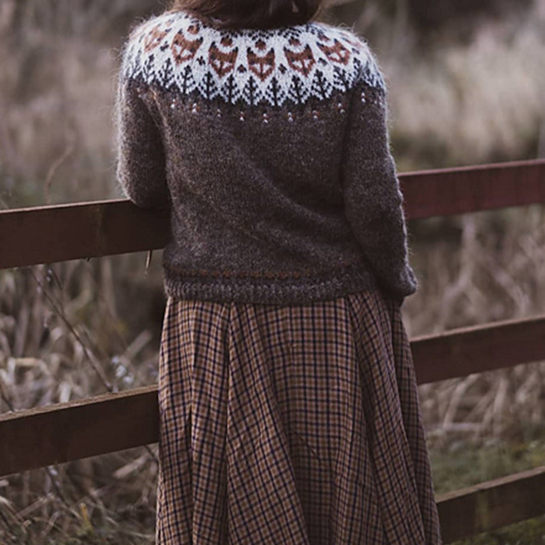 Women's Winter Knitted Jumper with Fox Design – BN