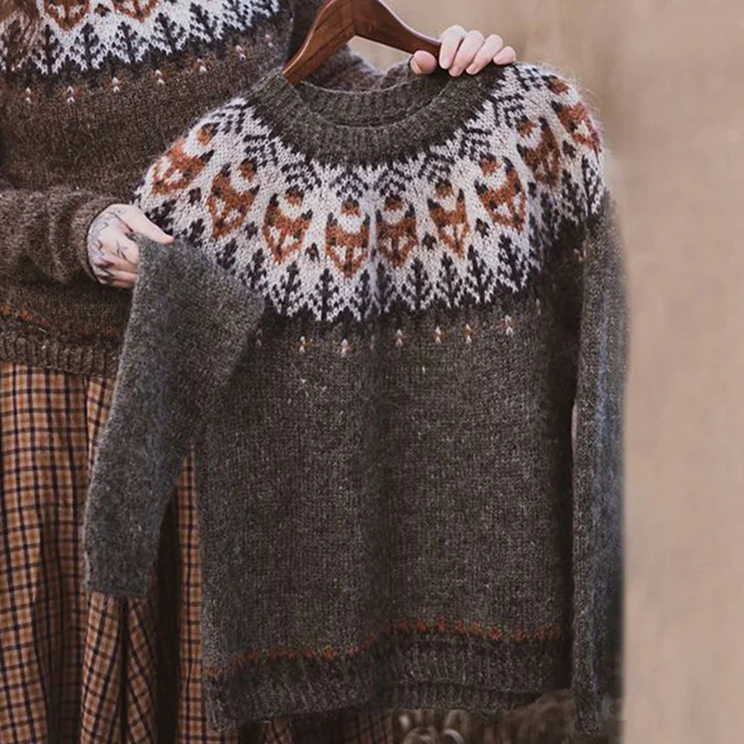Women's Winter Knitted Jumper with Fox Design – BN