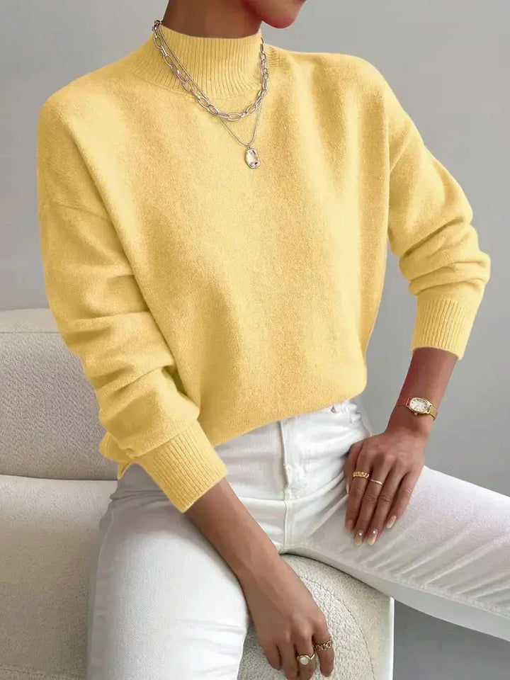 Women's Casual Knitted Jumper with Half Collar – Relaxed Fit – BN