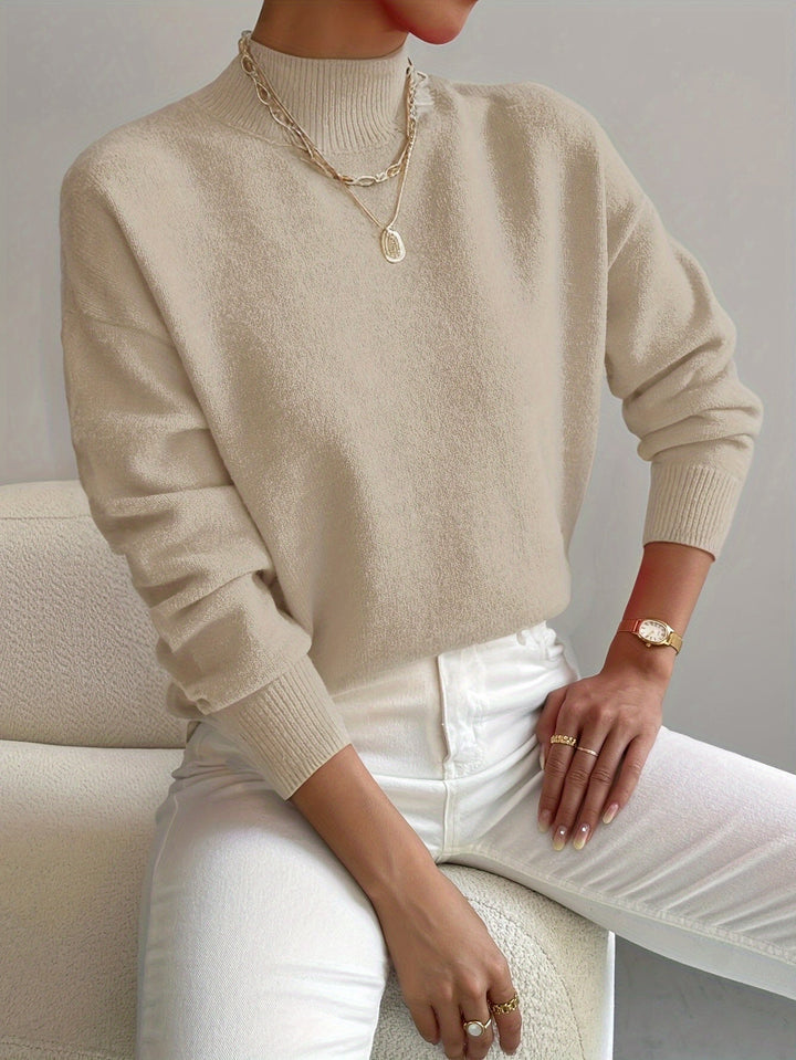 Women's Casual Knitted Jumper with Half Collar – Relaxed Fit – BN