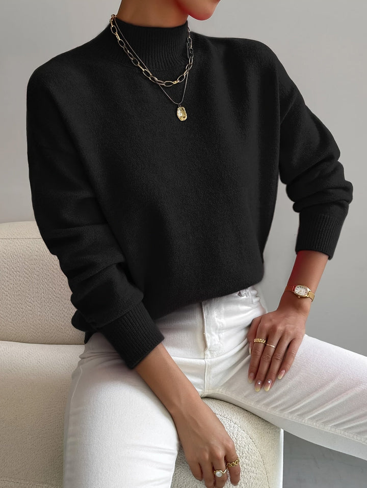 Women's Casual Knitted Jumper with Half Collar – Relaxed Fit – BN