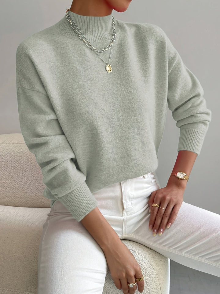 Women's Casual Knitted Jumper with Half Collar – Relaxed Fit – BN