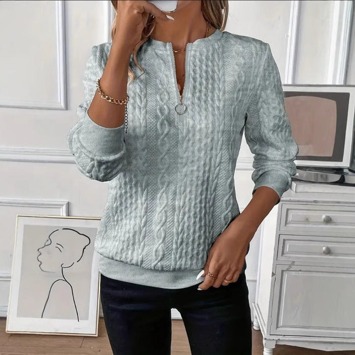 Women's Cable Knit Sweater with Short Zip – Winter Collection – BN