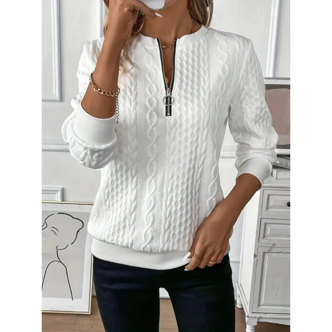 Women's Cable Knit Sweater with Short Zip – Winter Collection – BN