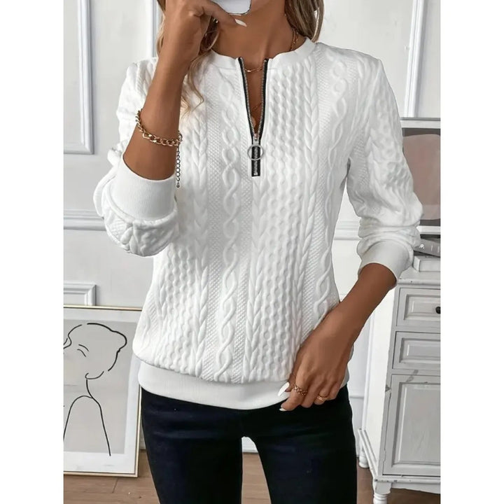 Women's Cable Knit Sweater with Short Zip – Winter Collection – BN