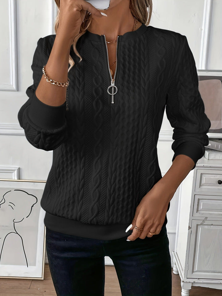 Women's Cable Knit Sweater with Short Zip – Winter Collection – BN