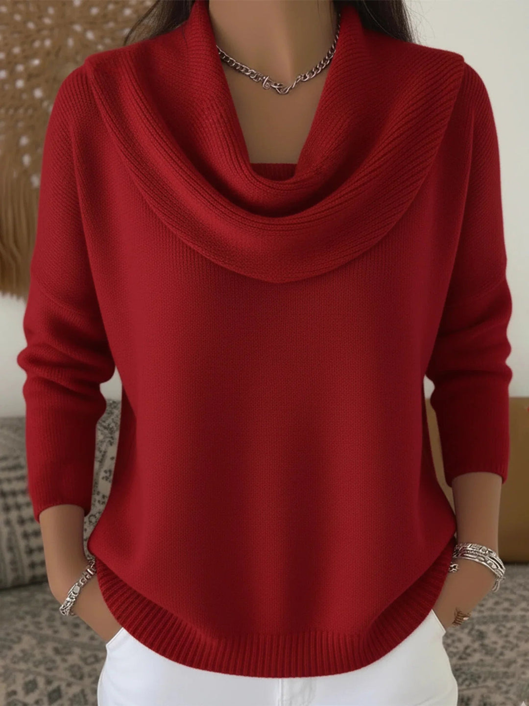Women's Oversized Chunky Knit Sweater with Round Neck – Winter Collection – BN