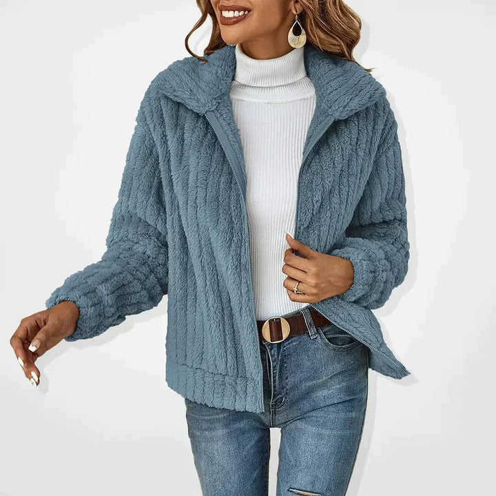 Women's Winter Fleece Teddy Gilet with Collar and Zip – BN