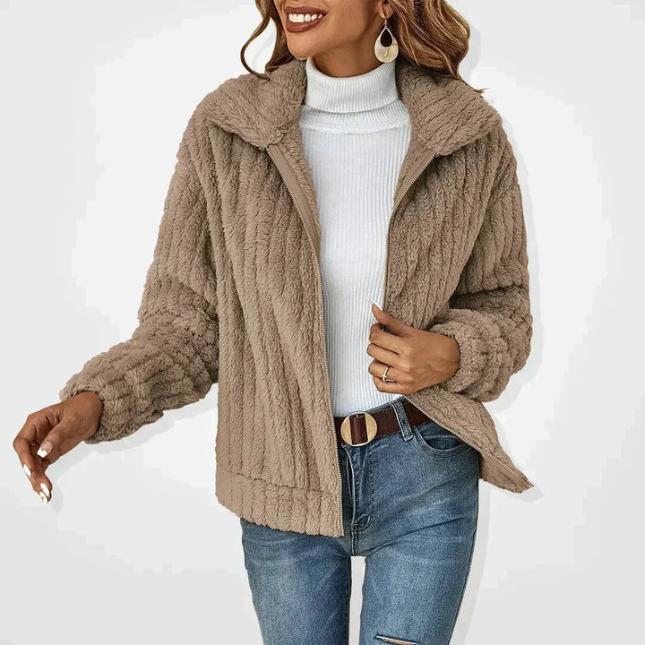 Women's Winter Fleece Teddy Gilet with Collar and Zip – BN