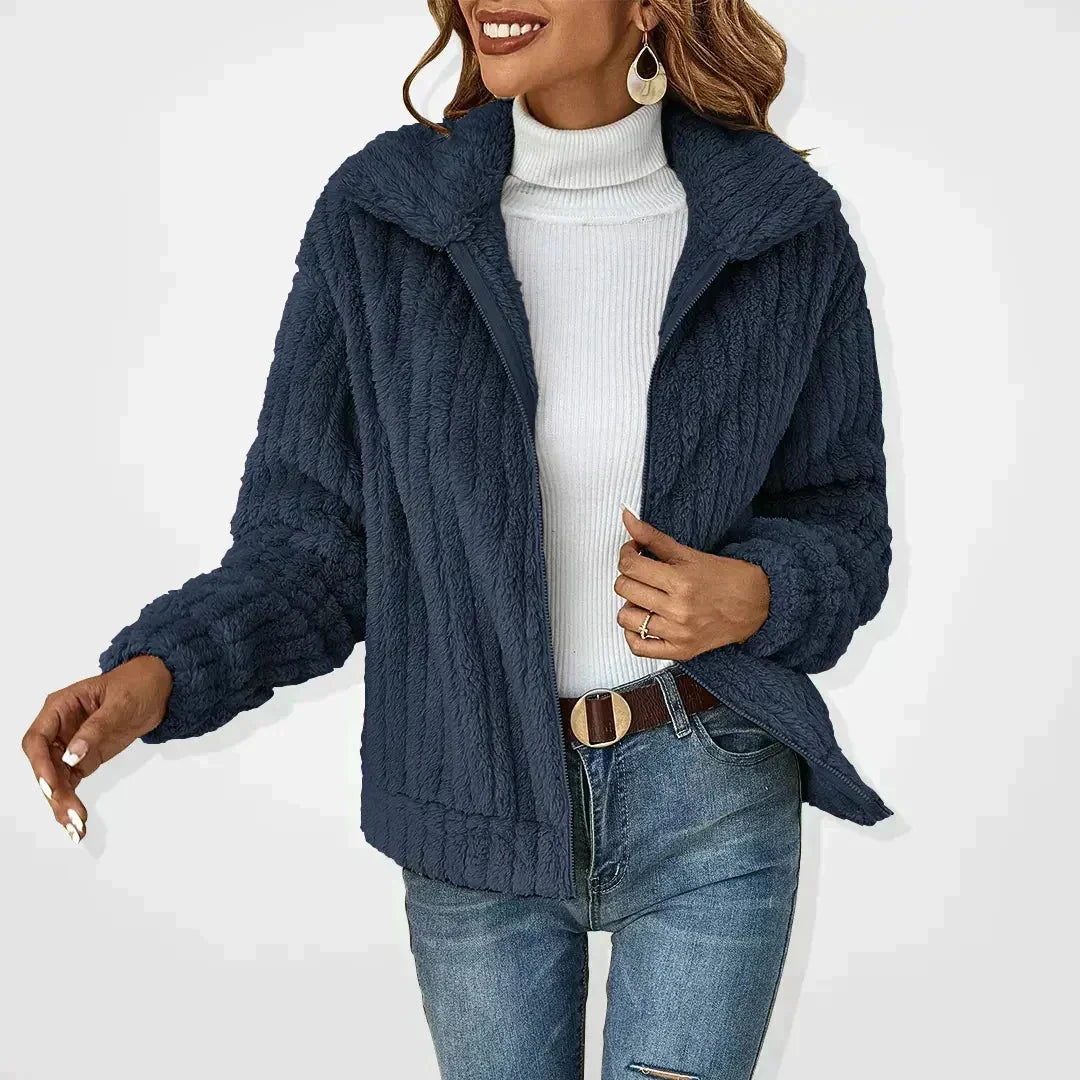Women's Winter Fleece Teddy Gilet with Collar and Zip – BN