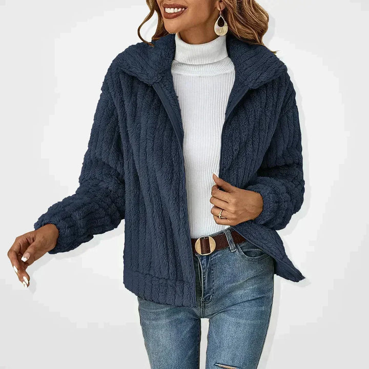 Women's Winter Fleece Teddy Gilet with Collar and Zip – BN