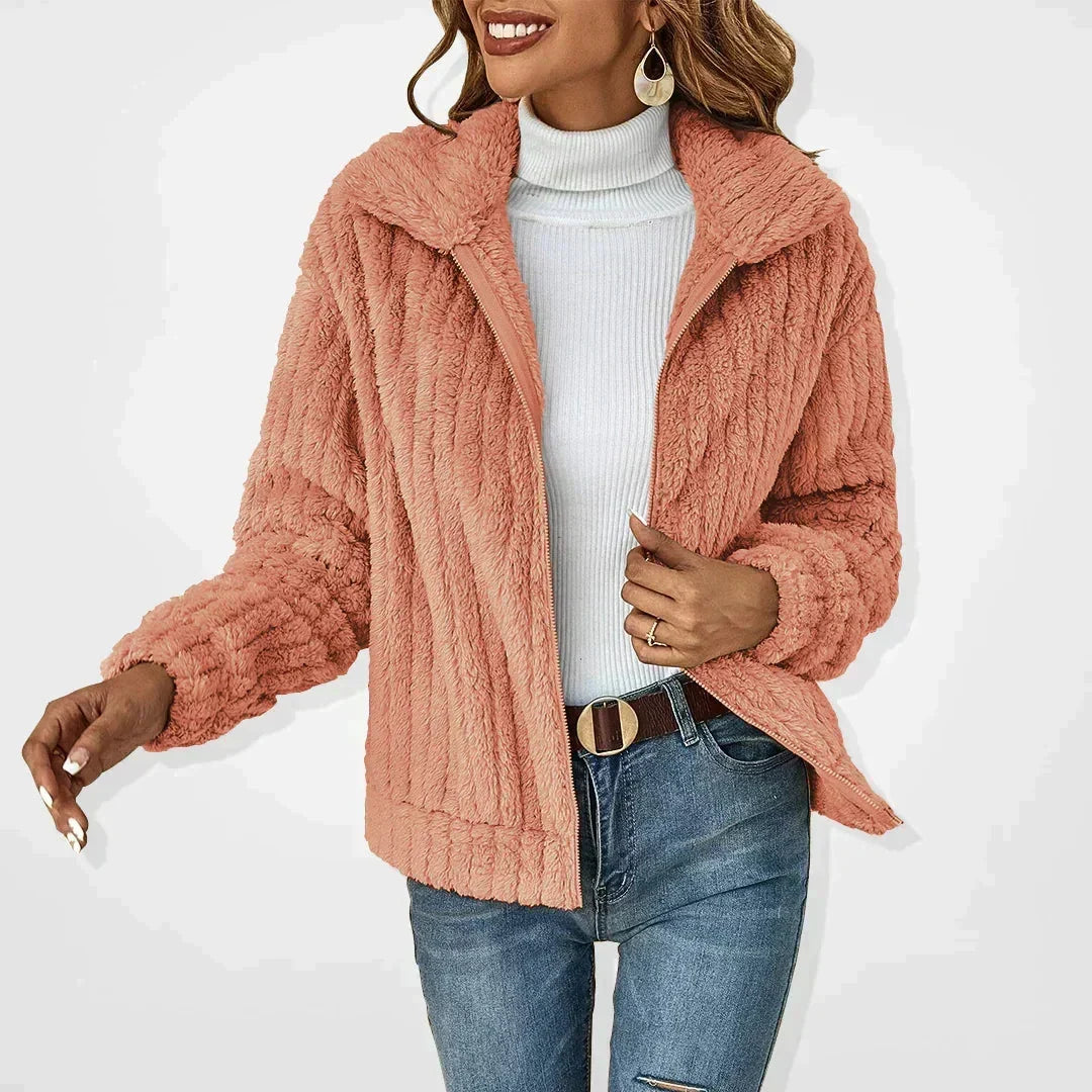Women's Winter Fleece Teddy Gilet with Collar and Zip – BN