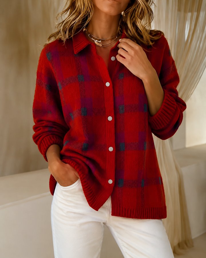 Casual Check Pattern Knitted Gilet for Women – BN