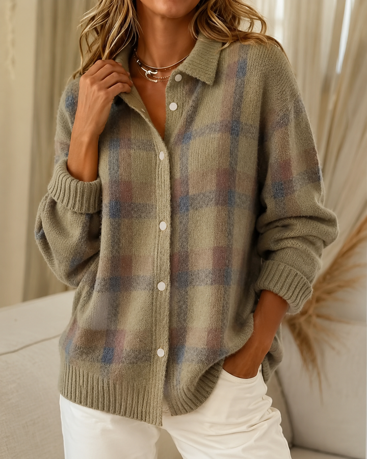 Casual Check Pattern Knitted Gilet for Women – BN