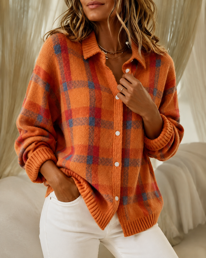 Casual Check Pattern Knitted Gilet for Women – BN