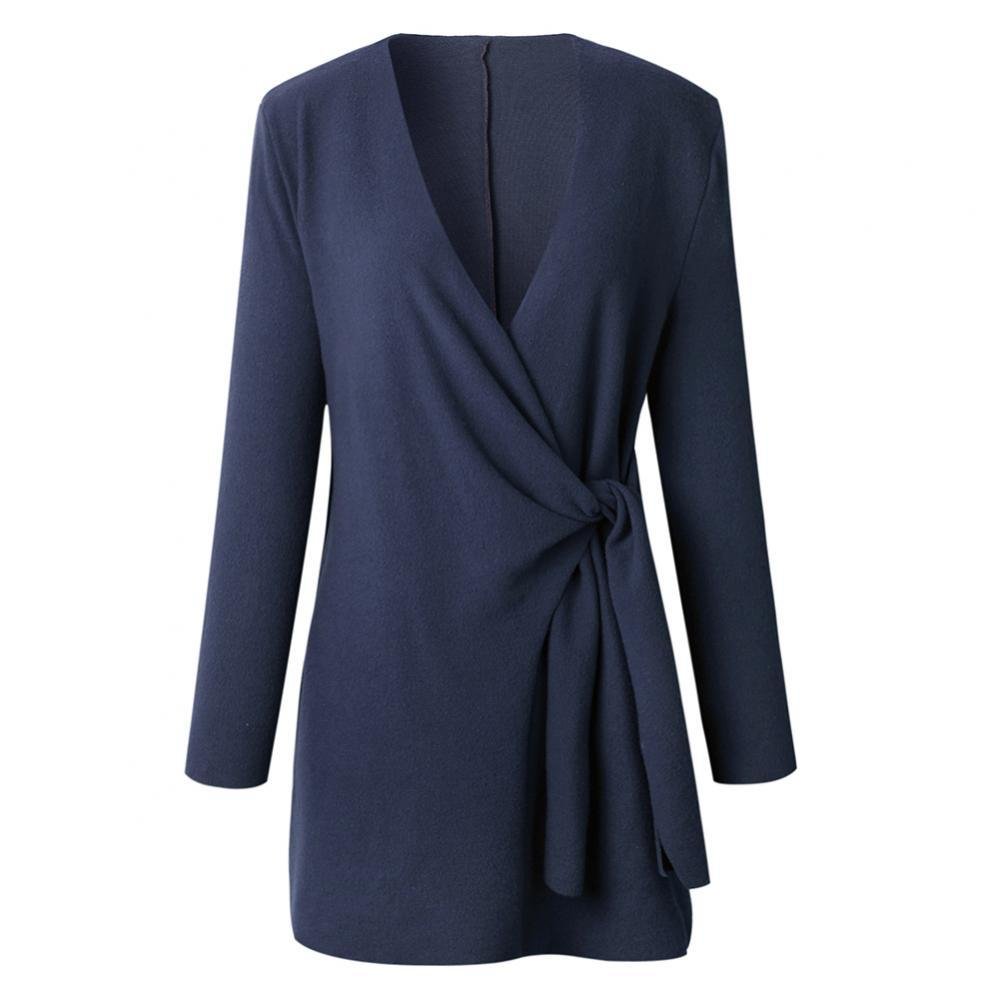 Casual Women's V-Neck Knitted Vest with Tie Belt – BN