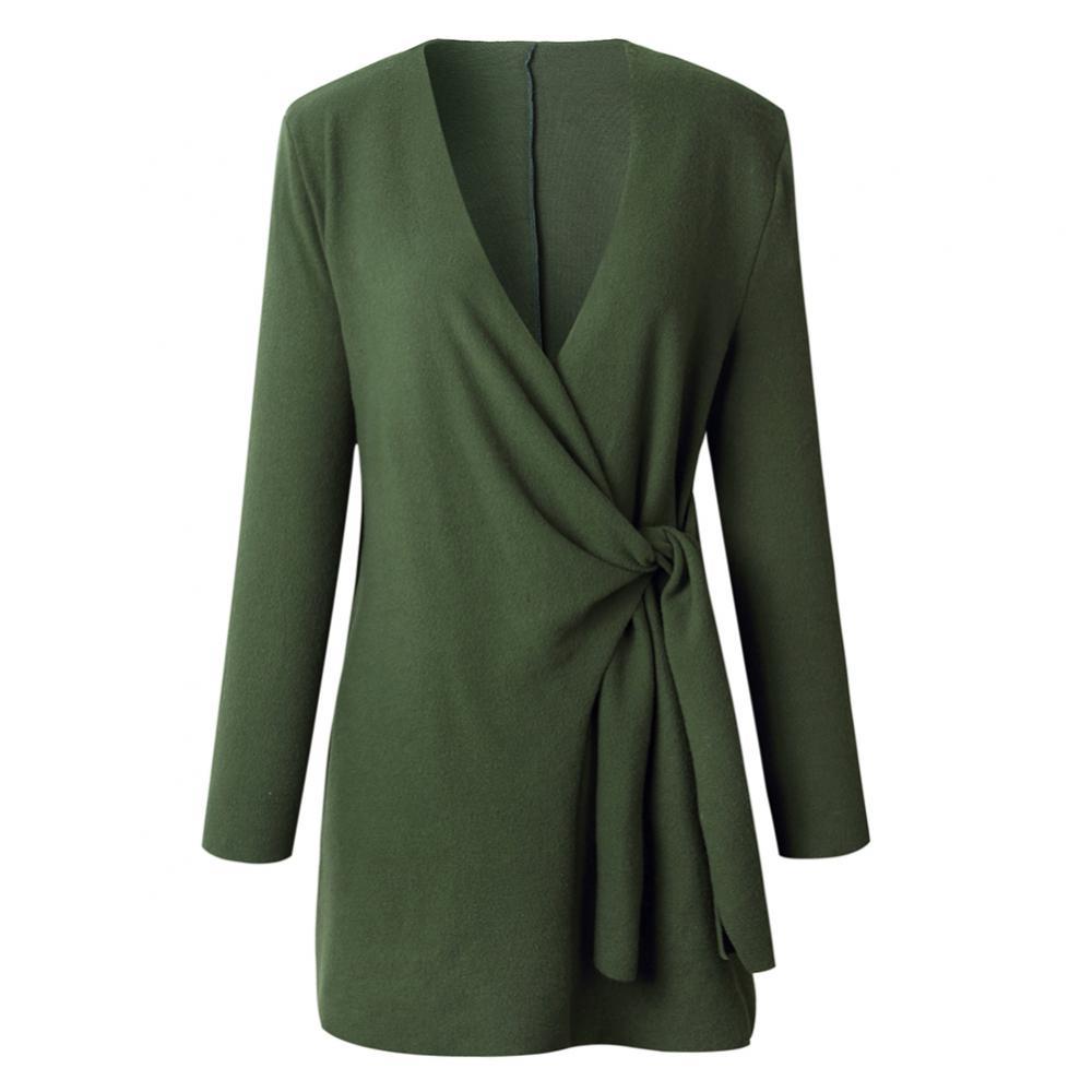 Casual Women's V-Neck Knitted Vest with Tie Belt – BN