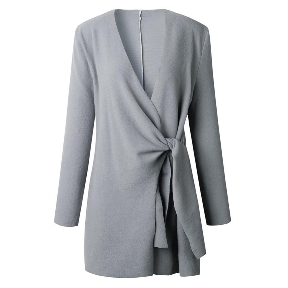 Casual Women's V-Neck Knitted Vest with Tie Belt – BN