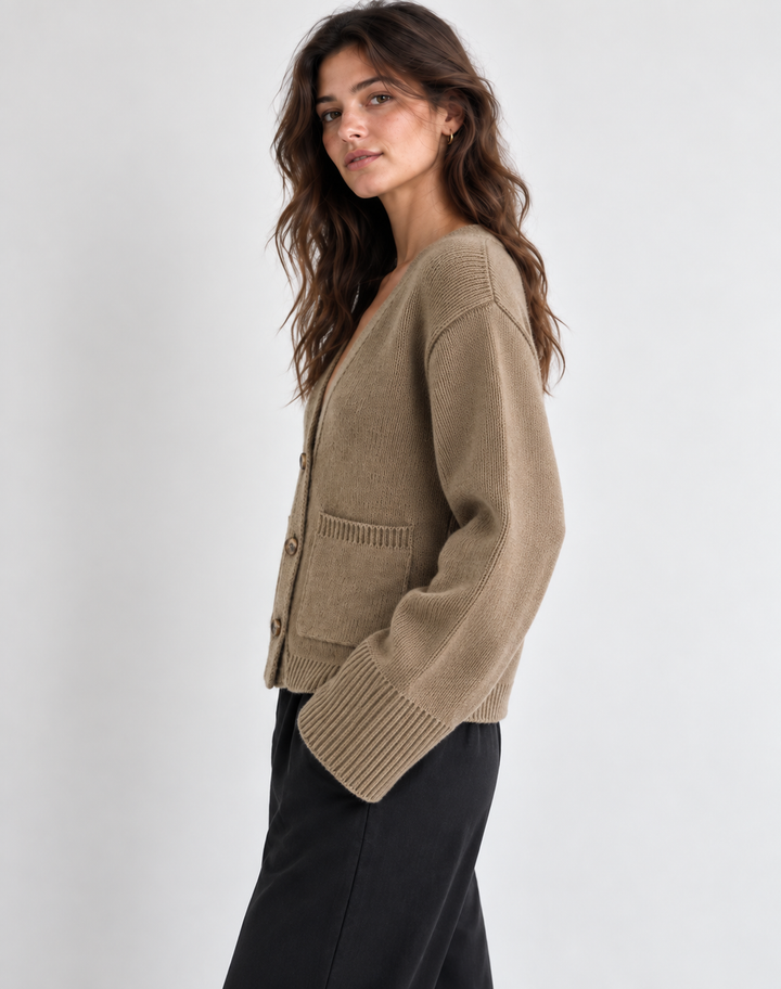 Women's Casual Short V-Neck Cardigan with Pockets – BN