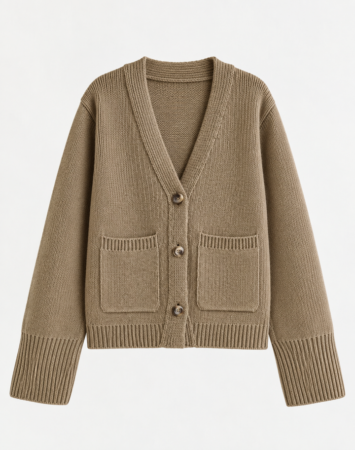 Women's Casual Short V-Neck Cardigan with Pockets – BN
