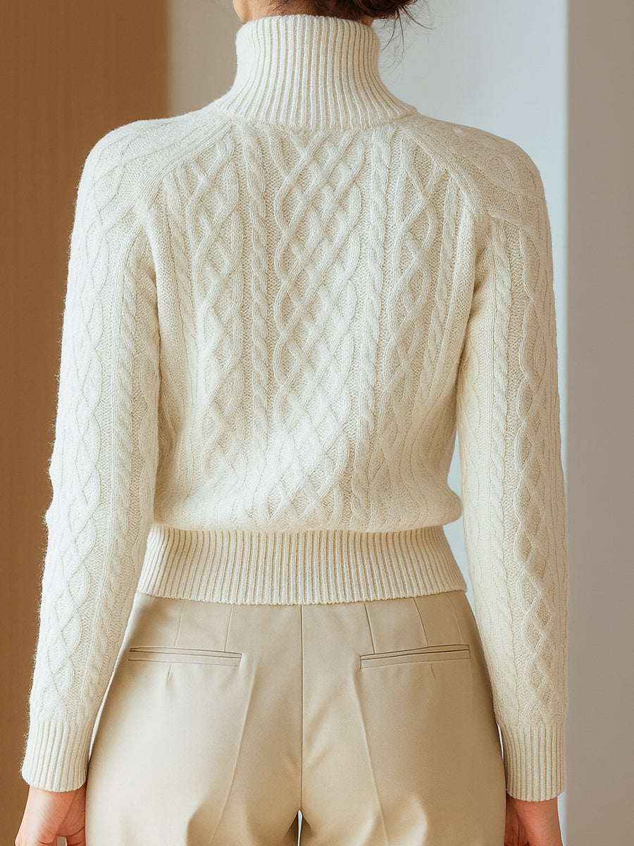 Women's Short Cable Knit Gilet with High Collar and Zip – Perfect for the Office – BN