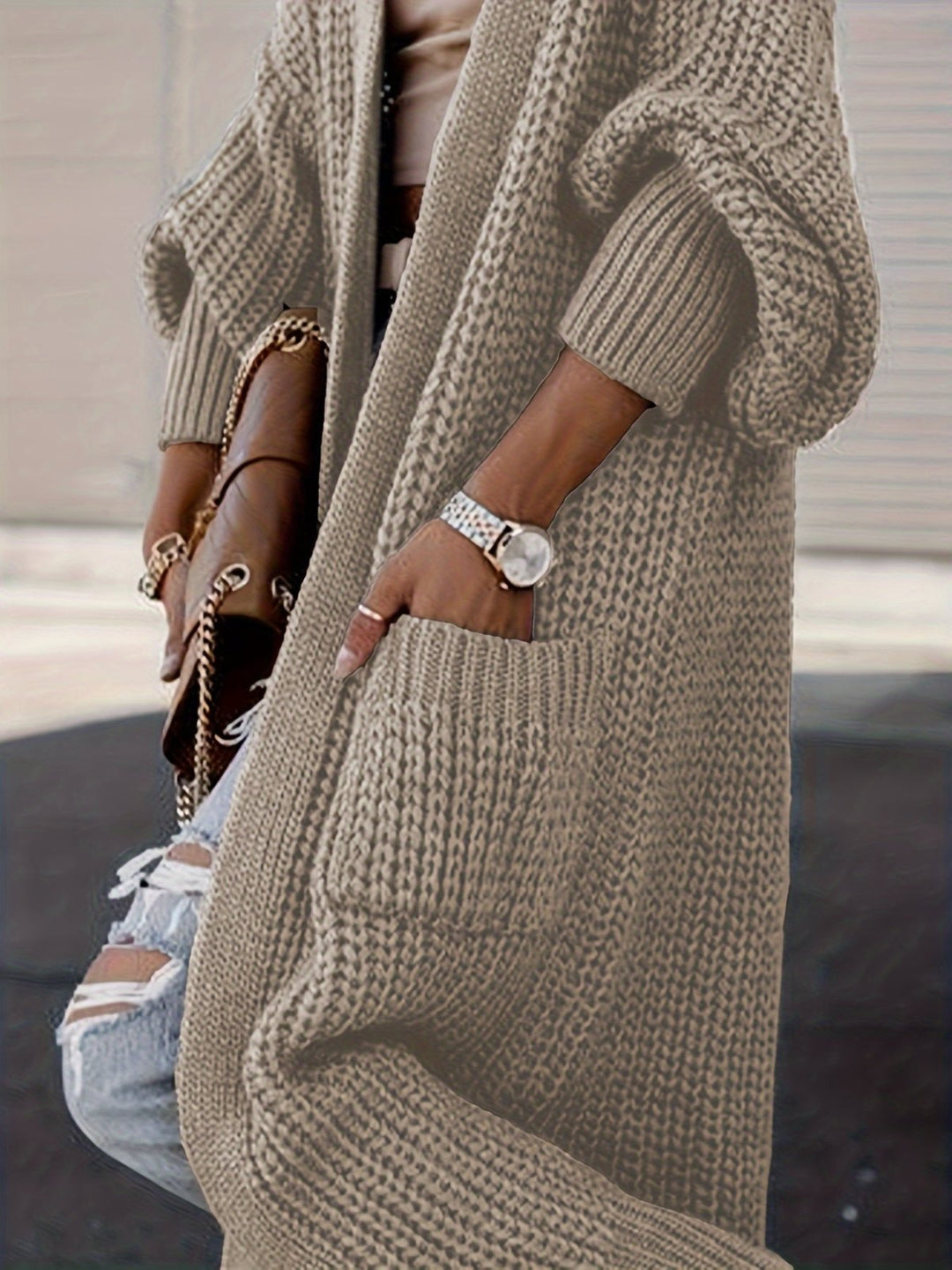 Casual Long Open Front Cardigan with Pockets – BN