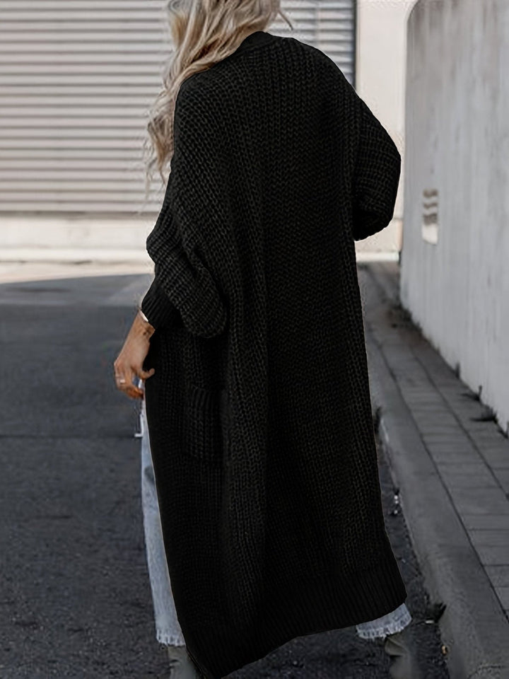 Casual Long Open Front Cardigan with Pockets – BN