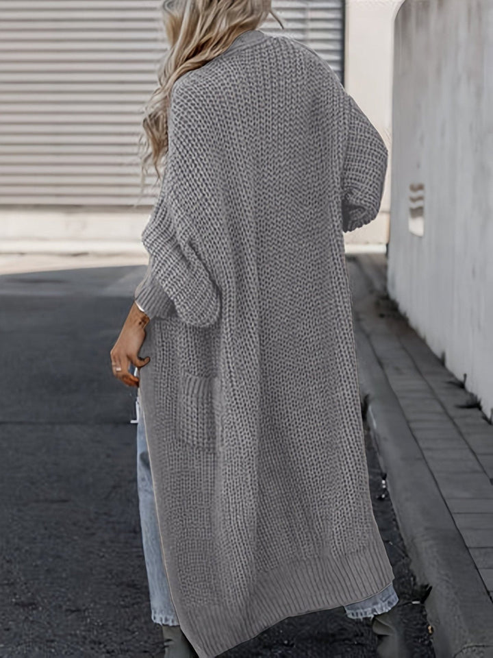 Casual Long Open Front Cardigan with Pockets – BN