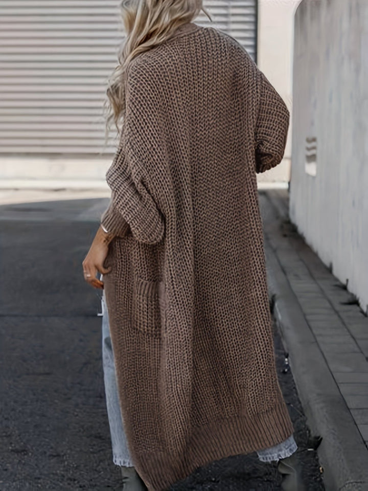 Casual Long Open Front Cardigan with Pockets – BN