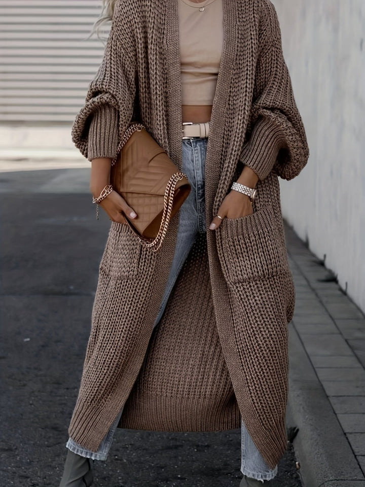 Casual Long Open Front Cardigan with Pockets – BN