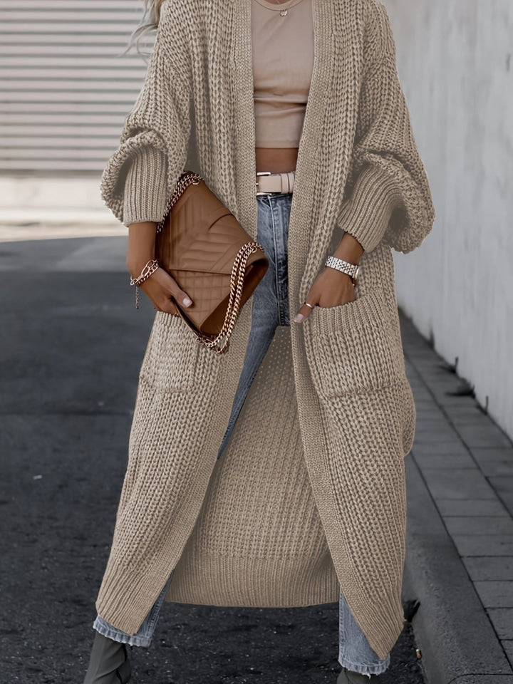 Casual Long Open Front Cardigan with Pockets – BN