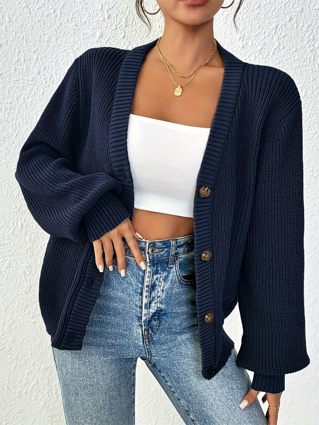 Women's Relaxed Fit Knitted Cardigan – Casual Style – BN
